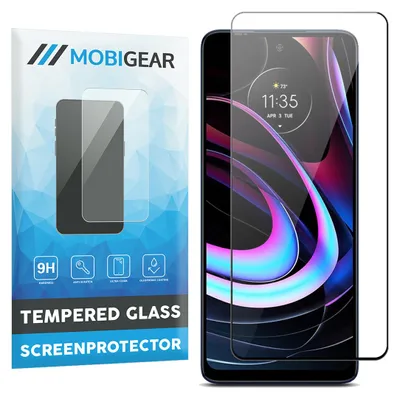 Produktbild von Mobigear Premium Displayschutzfolie für Motorola Edge (2021), gehärtetes Glas – Panzerglas – Kompatibel mit Hüllen – Schwarz