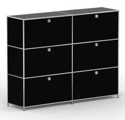 Produktbild von Hochschrank, 6 Schubladen, Schloss, Breite 152 cm, Graphitschwarz
