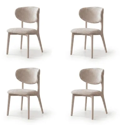 Obrázek produktu pro Designová sada židlí, čalouněné křeslo, béžová barva, moderní styl, čalouněná kuchyňská židle, bouclé