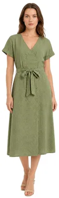 Productafbeelding van Damesjurk Vero Moda Ronda, midi-model, met print, kleur groen, maat XS