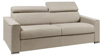 Produktbild von 4-Sitzer Schlafsofa Express aus beigem Stoff mit Memory-Schaum-Sitz - Liegefläche 160 cm - Matratze 22 cm Memory-Schaum VIZIR
