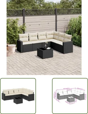 Produktbild von The Living Store 7-tlg. Garten-Sofagarnitur mit Kissen Schwarz Poly Rattan