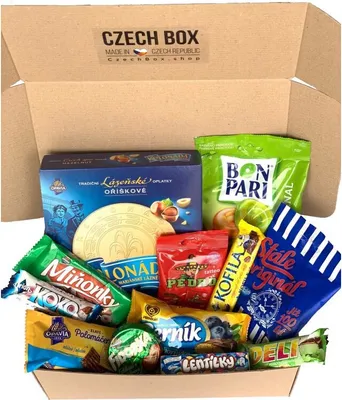 Produktbild von CzechBox Start - Köstliche Schachtel mit 12 sorgfältig ausgewählten tschechischen Snacks und Süßigkeiten.