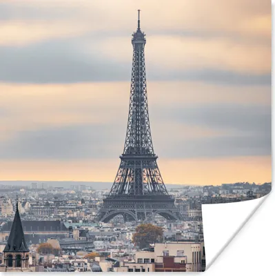 Produktbild von MuchoWow® Poster Eiffelturm - Paris - Himmel 100x100 cm - Babyzimmer