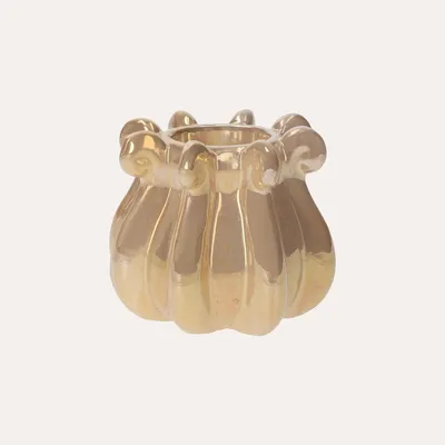 Image de KEYHOMESTORE | Bougeoir « Tentacoli » en céramique beige brillante, Ø 15 x H 12 cm