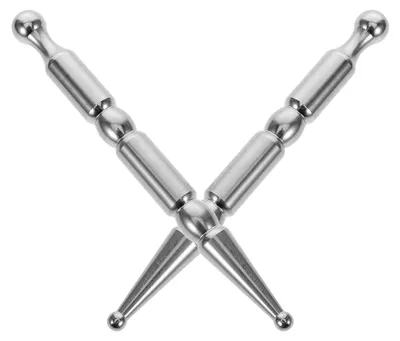 Produktbild von Manueller Akupressur-Massagestab aus Edelstahl, 2 Stück, für Tiefengewebsmassage mit 2 Massageköpfen