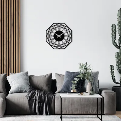 Obrázek produktu pro Opviq, Enzoclock- ENZ1412, Černá, Nástěnné hodiny, 48 x 48 cm, 100% kov (Tloušťka: 1)