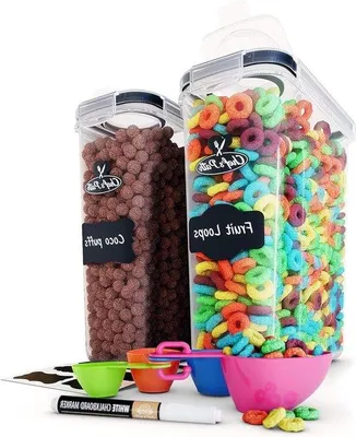 Produktbild von Luftdichte Lebensmittelbehälter für Reis, Mehl, Zucker, 22 oz, mit Deckel und Löffel