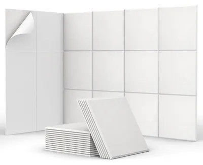 Produktbild von Schallabsorber Wandpaneel Akustikpaneel selbstklebend - Weiß - 30 x 30 x 0,9 cm - 18 Stück - Für Büro und Wohnzimmer