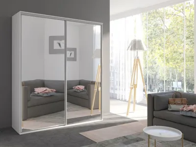 Obrázek produktu pro Šatní skříň 204 cm se zrcadlem AMBOY 3 - bílá