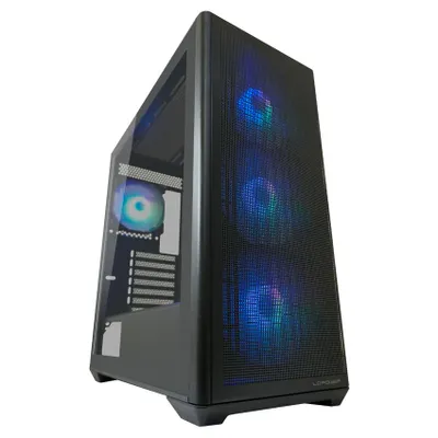 Produktbild von LC-Power LC-811B-ON, Midi Tower, PC, Schwarz, ATX, EATX, micro ATX, Mini-ITX, Metall, Kunststoff, Gehärtetes Glas, Gaming