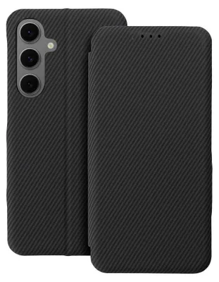 Produktbild von Carbon Buchtasche + 9H Schutzglas für Xiaomi Redmi 14c Schwarz