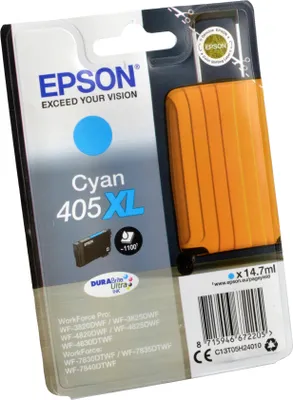 Produktbild von Epson Singlepack Cyan 405XL DURABrite Ultra Ink, High (L) Yield, Cyan, 14,7 ml, 1 Stück(e), Einzelpackung