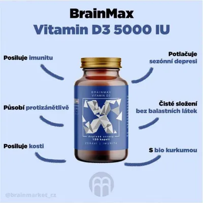 Produktbild von BrainMax Vitamin D3, 5000 IU, 120 Gemüsekapseln