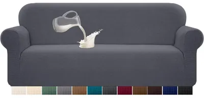 Productafbeelding van Bankhoes, grijs, voor 4 personen, stretch, waterdicht, jacquard, Elasthan, met antislip-schuim