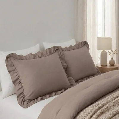 Produktbild von Sleeptime Lazy Ruffles Kissenbezüge 2pack Taupe 60 x 70 cm