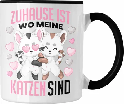 Produktbild von Trendation - Zuhause Ist Wo Meine Katzen Sind Tasse für Katzen-Mama Süße Geschenkidee (Schwarz)
