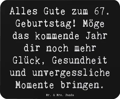 Produktbild von Mr. & Mrs. Panda Mauspad Spruch 67. Geburtstag - Schwarz - Geschenk, Feier, pc mausunterlage, Liebe, Geschichten, Alter, Mouse Pad, Mousepad, mousematte, Alles Gute zum