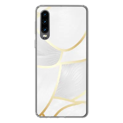 Produktbild von MuchoWow® Handyhülle Schutzhülle Hülle für Huawei P30 Abstraktes Muster mit goldenen Linien Silikon Softcase Handy Hülle - Kartenbesitzer