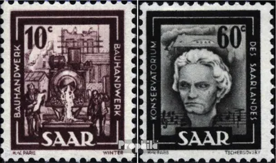 Produktbild von Briefmarken Saarland 1949 Mi 272-273 postfrisch Bilder aus Industrie und Handel