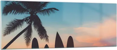 Produktbild von Bilder auf glas - Strand Meer Palme - 140x50cm - Glasbilder - Wandbilder - Kunstdruck - zum Aufhängen bereit - Wanddekoration aus Glas - Glas Bilder - Wandbild auf Glas - Einteilig - GAB140x50-4080