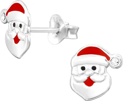 Produktbild von Ohrstecker Weihnachtsmann: 925 Silber Ohrringe Weihnachten