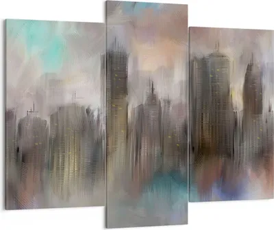 Produktbild von Bild auf Leinwand - Leinwandbild - Stadt Abstraktion - 130x100cm - Wand Bild - Wanddeko - Leinwanddruck - Bilder - Kunstdruck - Wanddekoration - Leinwand bilder - Wandkunst - CB130x100-3675
