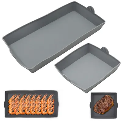 Produktbild von Silikon Backform Set 2 Stück Grau Antihaftbeschichtet für Kuchen Brot Auflauf