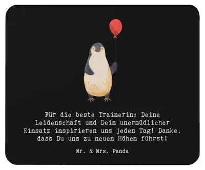 Produktbild von Mr. & Mrs. Panda Mousepad Turnen Trainerin - Schwarz - Geschenk, Leidenschaft, Mouse Pad, Anerkennung, mousematte, Sportarten, Danksagung, mausteppich, laptop, Mauspad