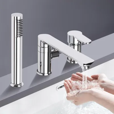 Immagine prodotto di Sistema doccia - Doccia a pioggia - Miscelatore per doccia - Ugello doccia - Set doccia - Design moderno, montaggio a parete