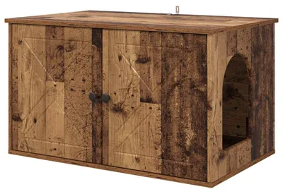 Immagine prodotto di vidaXL Casetta per gatti in legno recuperato 85 x 55 x 50 cm Materiale a base di legno