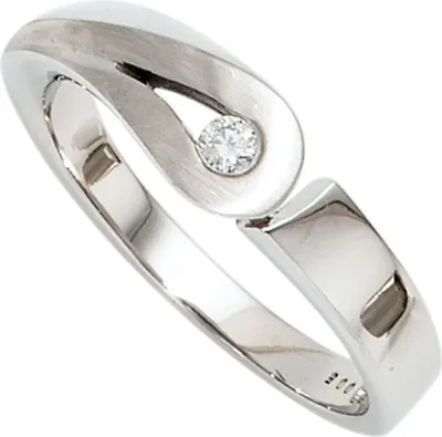 Produktbild von Ring Damenring mit Diamant Brillant 925 Silber rhodiniert teilmattiert Innenumfang 52mm  Ø16.6mm