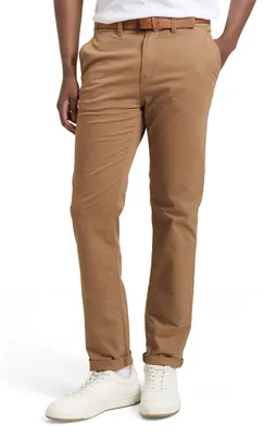 Productafbeelding van TOM TAILOR Jeans voor heren, slim fit chino broek met riem, model 11634 - honingbruinbeige
