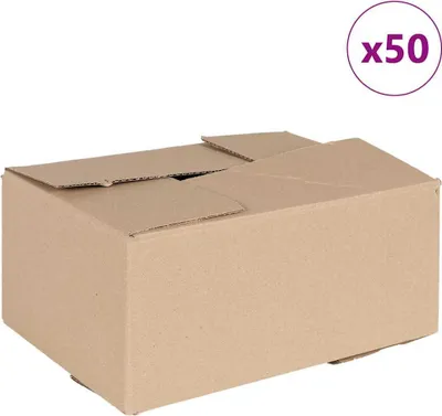 Zdjęcie produktu dla vidaXL Składane pudełka do przechowywania, 50 sztuk, kolor naturalny, wymiary 30 x 21,5 x 14 cm, wykonane z kartonu