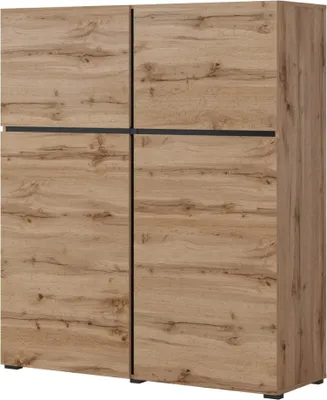 Zdjęcie produktu dla Komoda wysoka CROSS 4D 119cm dąb wotan/czarna