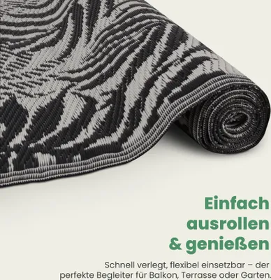 Produktbild von Outdoorteppich Farn 80x250cm, Outdoor Teppich aus recyceltem Kunststoff, wetterfest, UV-Beständig, für Garten, Balkon, Terrasse