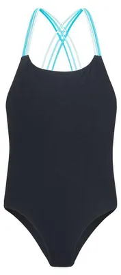 Productafbeelding van Aquawave - "Harma" badpak voor meisjes, zonder mouwen, model IG2279 (140) (zwart/blauwe strepen)