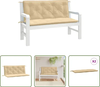 Produktbild von The Living Store Gartenbank-Auflagen 2 Stk. Melange Beige 120x50x7 cm Stoff