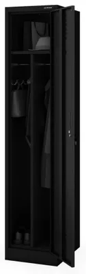 Produktbild von Umkleideschrank Spind KACPER 1 Abteil Etikettenhalter Lüftungsschlitze | Umkleidespind Metall Schließfachschrank Garderobenspind 180x40x50cm Schwarz