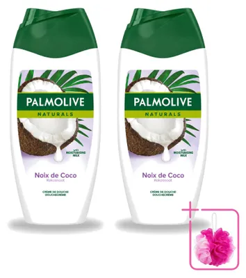 Immagine prodotto di 2 confezioni di crema doccia Palmolive Naturals al cocco - 250 ml ciascuna - confezione risparmio - 2 pezzi