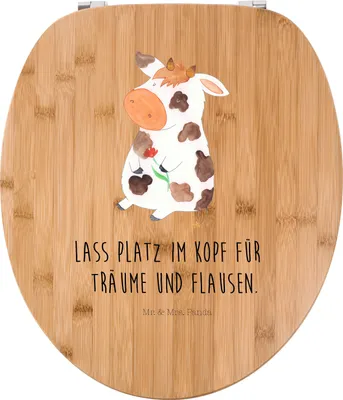 Produktbild von Mr. & Mrs. Panda Klobrille Kuh - Transparent - Geschenk, Bauernhof, Klo-Deckel, Träume, Hof, Toilettendeckel, WC Sitz, Spruch, klo deckel, Milch, Klodeckel, bambus