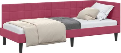 Produktbild von vidaXL Eckbettgestell mit Kopfteil Weinrot 80 cm x 200 cm Samt