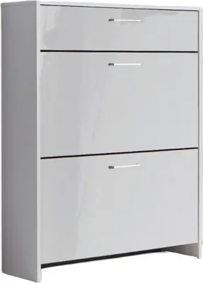Produktbild von Schuhkipper / Schuhschrank BERGAMO in weiß / weiß Hochglanz (BxHxT) 79x102x25 cm