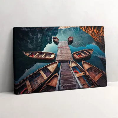 Produktbild von Die Seebrücke und der Pragser Wildsee – Leinwandbild Wandbild – 30x20 cm – Leinwandbilder – Wandbilder – Schlafzimmer – Flur