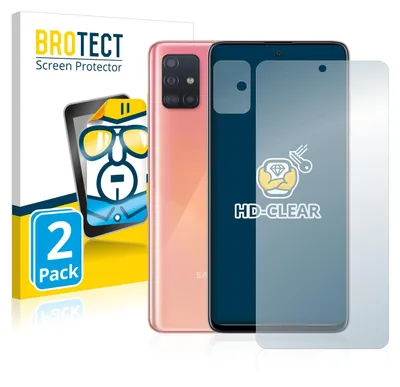 Produktbild von 2x Für Samsung Galaxy A51 (Display+Kamera) Schutzfolie BROTECT Displayschutz Display Schutz Folie Klar Transparent