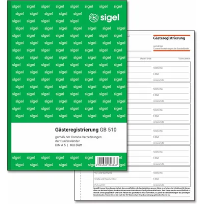 Produktbild von Formularbuch A5 100Blatt Gästeregistrierung GB510