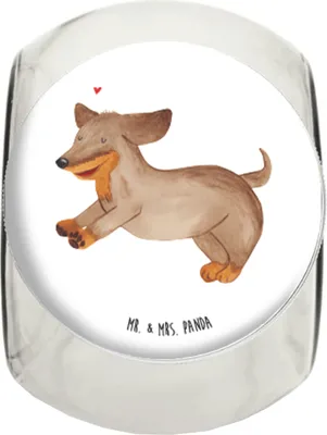 Produktbild von Mr. & Mrs. Panda Teedose Hund Dackel XL 2000ml - Weiß - Geschenk, Bonbonglas, Kaffeedose, Hundemotiv, schraubglas, Herz, Dachshund, Süßigkeitenglas, Vorratsdose, Hunde