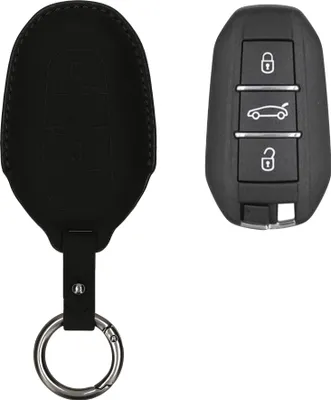 Produktbild von kwmobile Kunstleder Autoschlüssel Cover kompatibel mit Peugeot Citroen 3-Tasten Smartkey Autoschlüssel (nur Keyless Go) Hülle - Schutzhülle mit