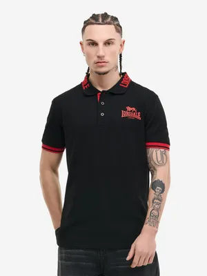 Image de Polo pour homme coupe classique BYERMOOR Noir/Rouge XL Lonsdale
