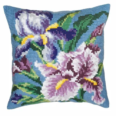 Produktbild von CdA Kreuzstichkissen "Iris lila" 5050, 40x40cm, Stickbild vorgezeichnet